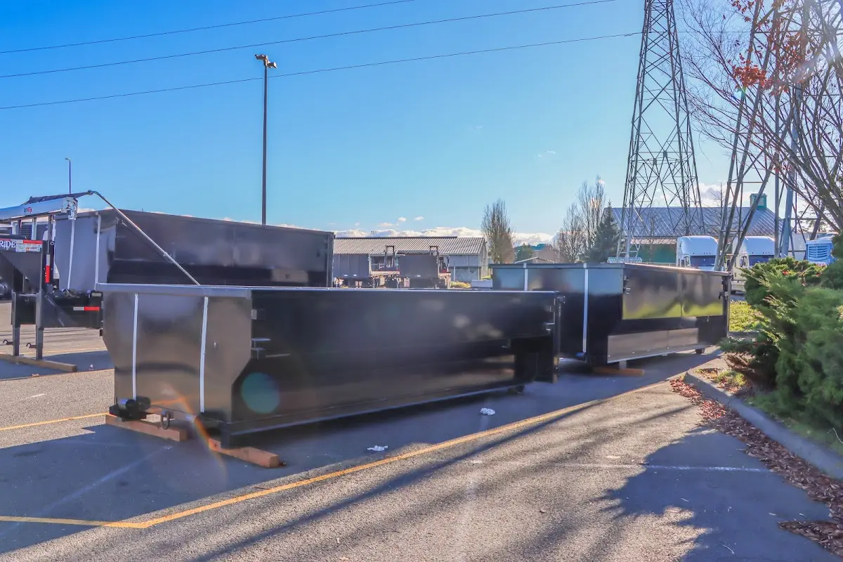 Roll-off dumpster ready for waste disposal at job site for Construction Dumpster Rental in Clyde